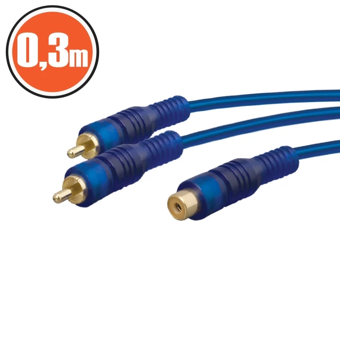 RCA elosztó kábel 2*apa - 1*anya autó Hi-fi rendszerekhez 20147