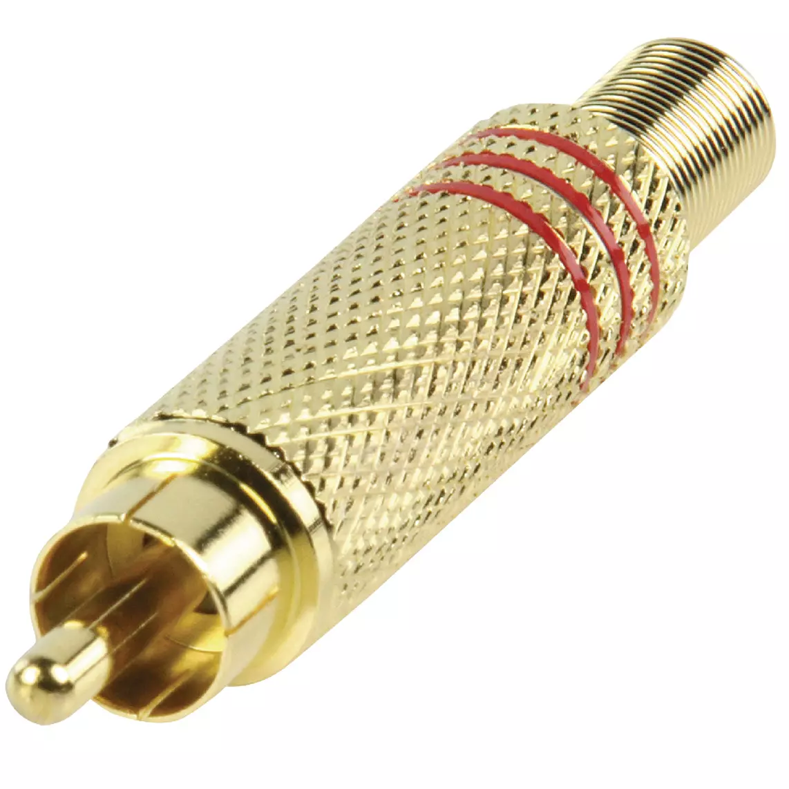 RCA szerelhető apa aranyszínű dugó fém piros gyűrűvel CAGP24900RD 05084PI