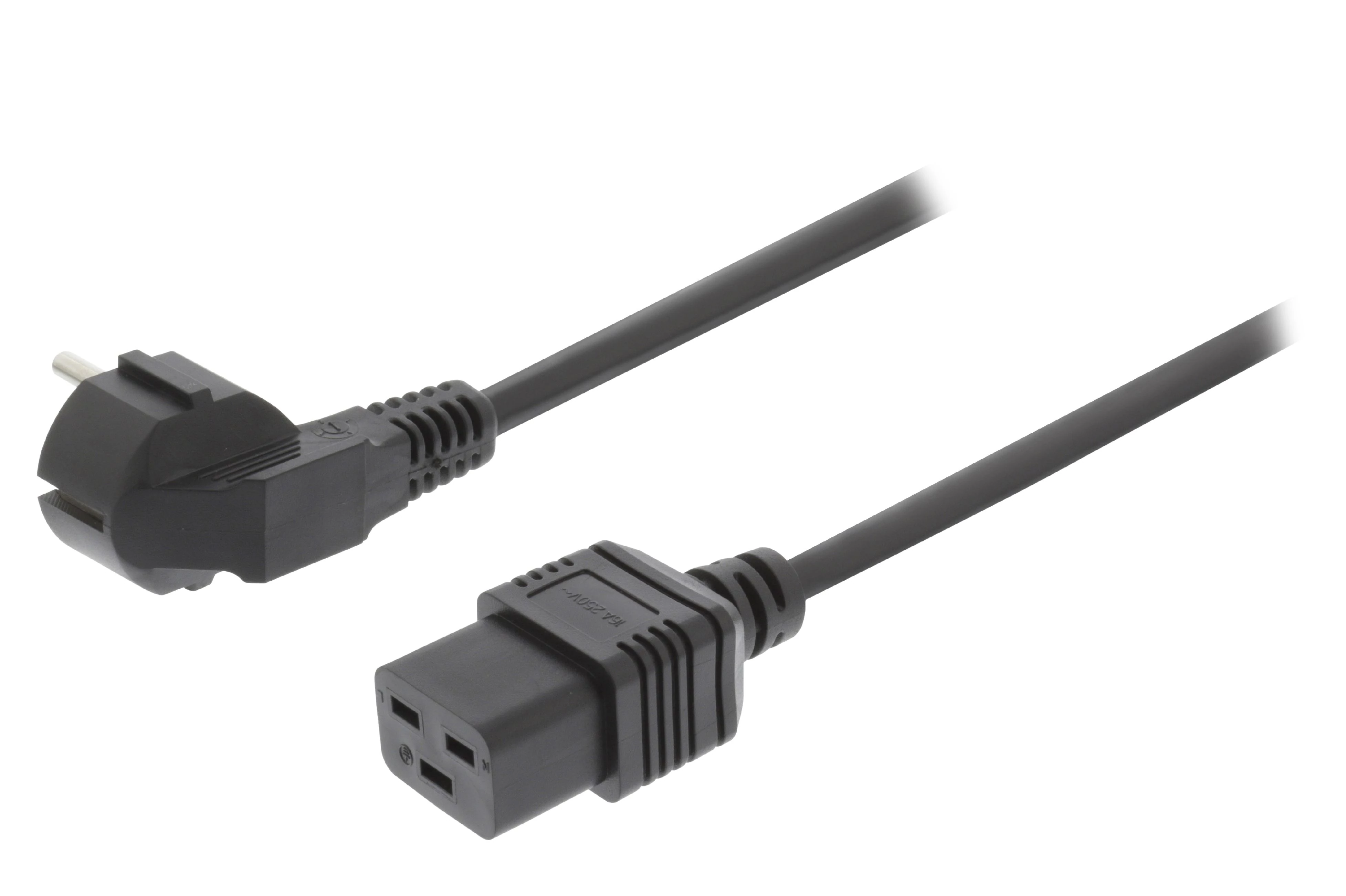 220V-os hálózati tápkábel Schuko IEC-320-C19 1.8-2 méter PCGP10300BK20 PC-186-C19