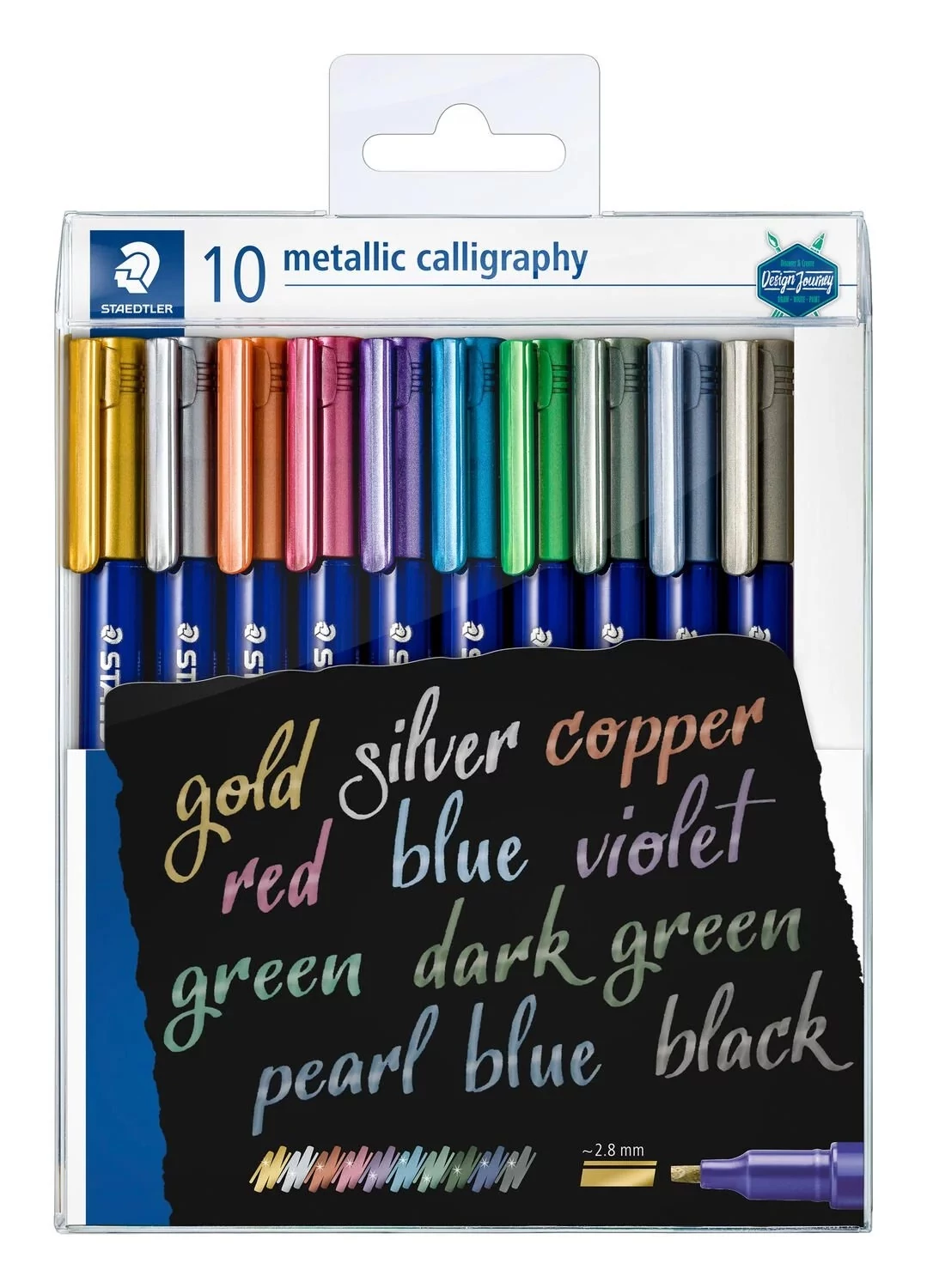 Design Journey Metallic Calligraphy kalligrafikus marker készlet, 10 metál szín