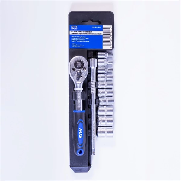 IRIS TOOLS SS-012-015 12 darabos dugókulcs készlet racsnis karral 1/4