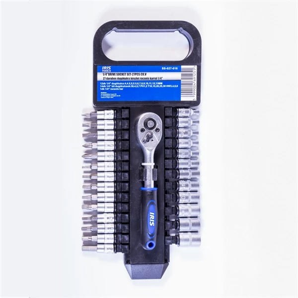 IRIS TOOLS SS-027-016 27 darabos dugókulcs készlet racsnis karral 1/4