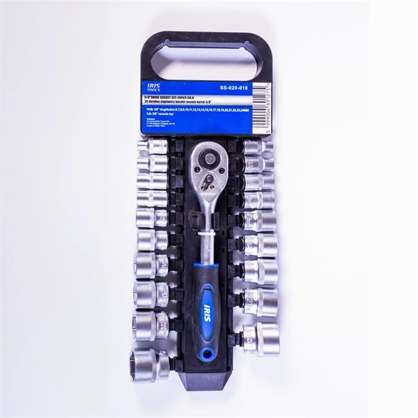 IRIS TOOLS SS-020-018 20 darabos dugókulcs készlet racsnis karral 3/8